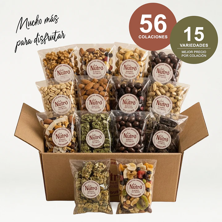 Mega Pack + Envío Gratis 56 Colaciones de Frutos Secos y Mixes 1