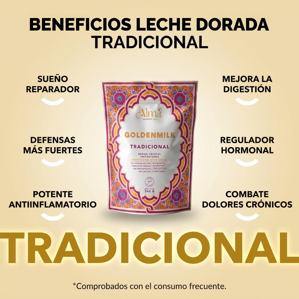 GOLDEN MILK TRADICIONAL CON CÚRCUMA - Leche Dorada instantánea en polvo (80g)