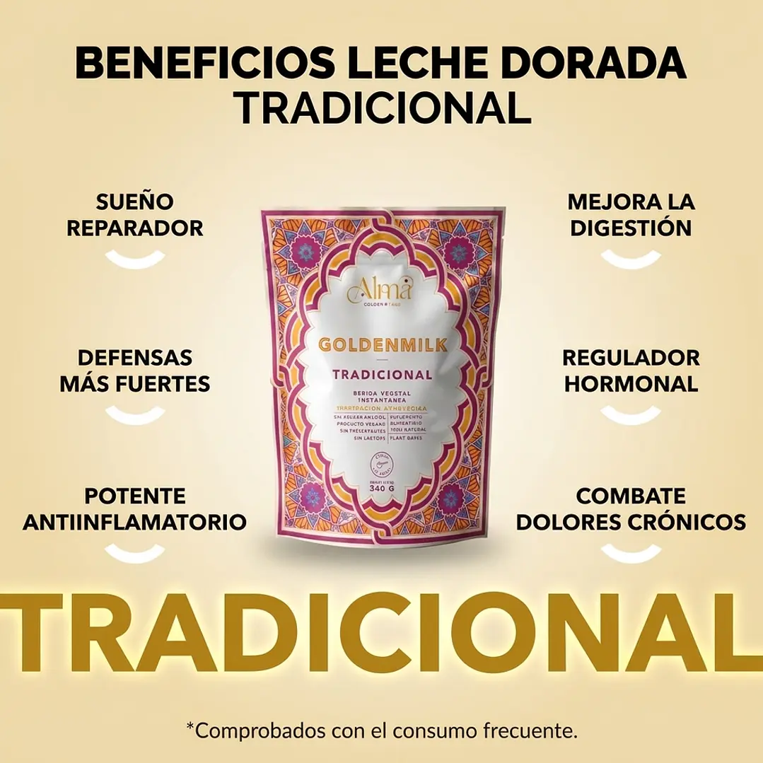 GOLDEN MILK TRADICIONAL CON CÚRCUMA - Leche Dorada instantánea en polvo (80g) 1