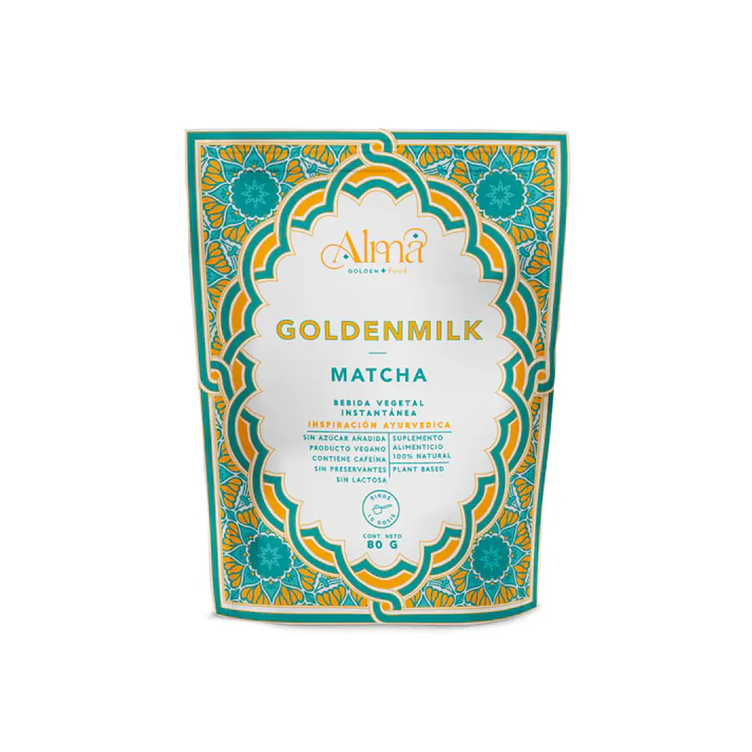 GOLDEN MILK MATCHA & MACA - Leche Dorada instantánea vegana con Matcha japonés y Maca blanca (80g) 1