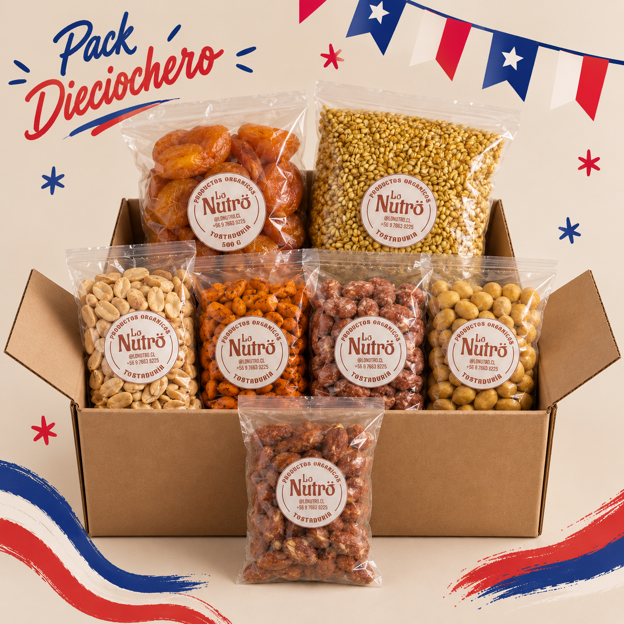 Pack Dieciochero 18ero Frutos Secos Mote Huesillo