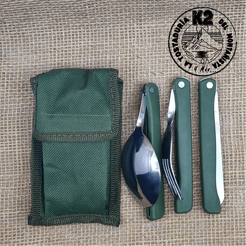 SET DE CUBIERTOS PLEGABLES VERDES – ACERO INOXIDABLE CON ESTUCHE