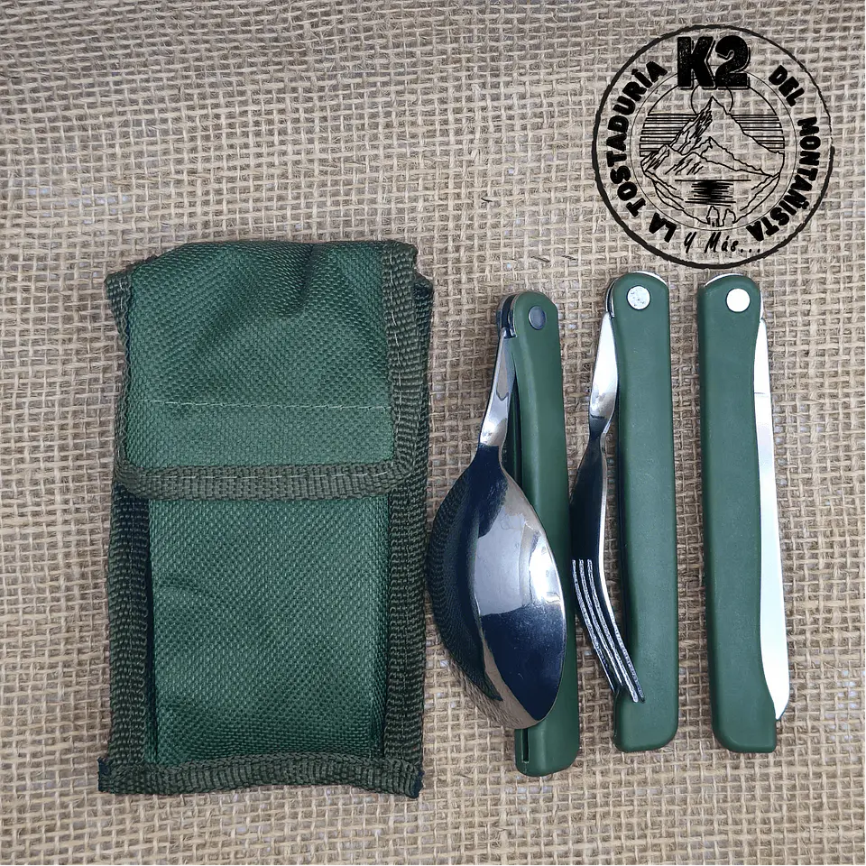 SET DE CUBIERTOS PLEGABLES VERDES – ACERO INOXIDABLE CON ESTUCHE 1