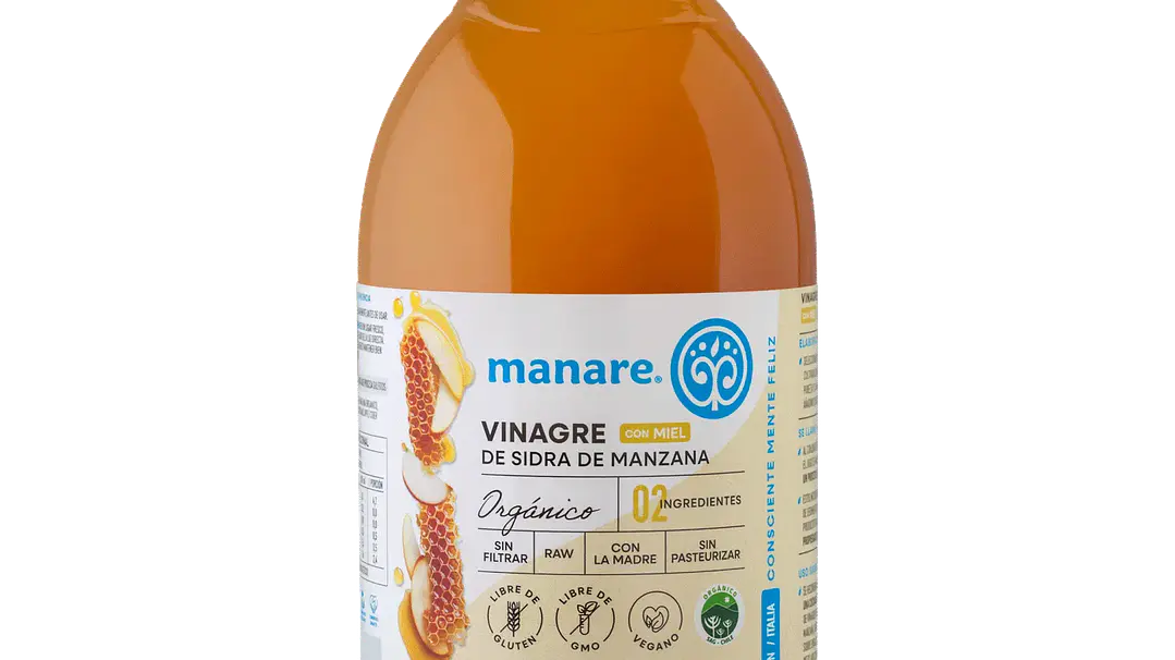 Vinagre de Manzana con Miel Orgánico Manare 500 ml 1