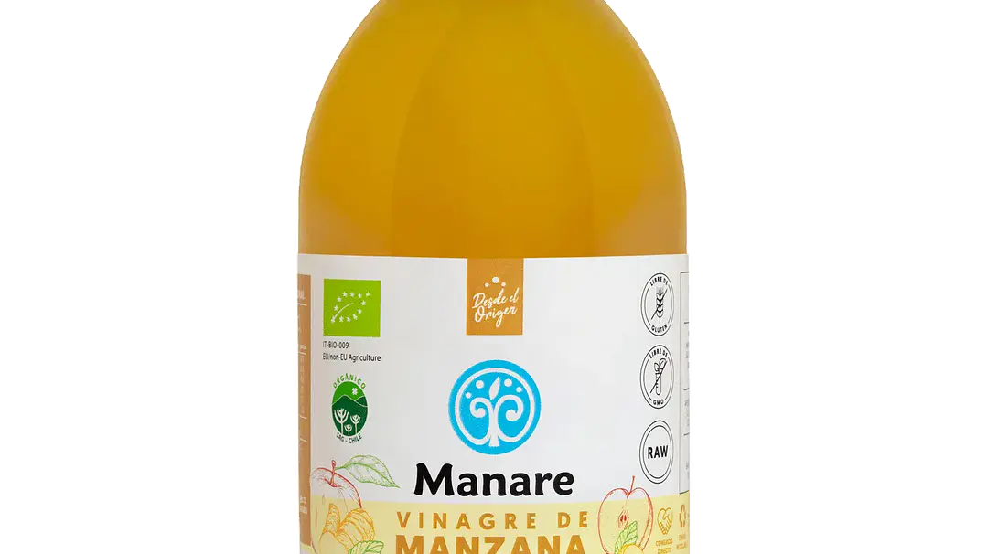 Vinagre de Manzana con Cúrcuma y Jengibre Orgánico Manare 500 ml 1