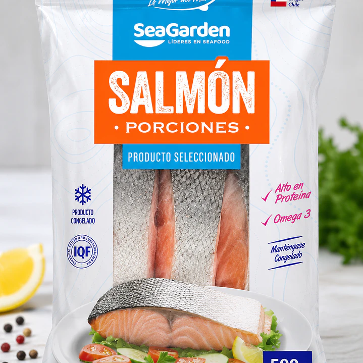 Salmón en Porciones Con Piel Congelado 500 g 1