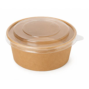 Bowl Kraft Redondo / Tapa Transparente para Bowl