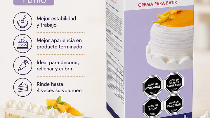 Crema para Batir Ambiante Puratos 1 Litro 1