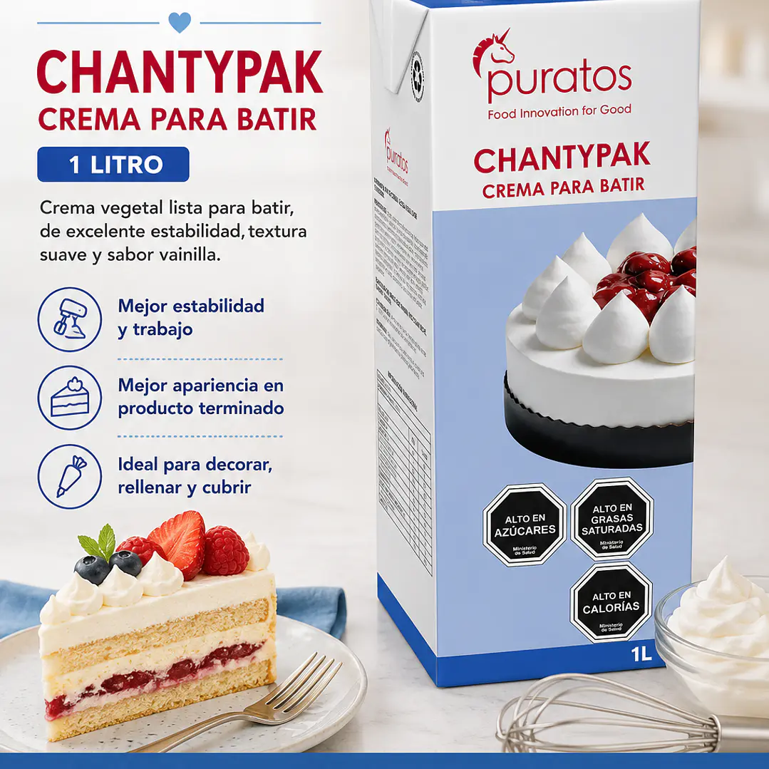Crema para Batir Chantypak Puratos 1 Litro 1