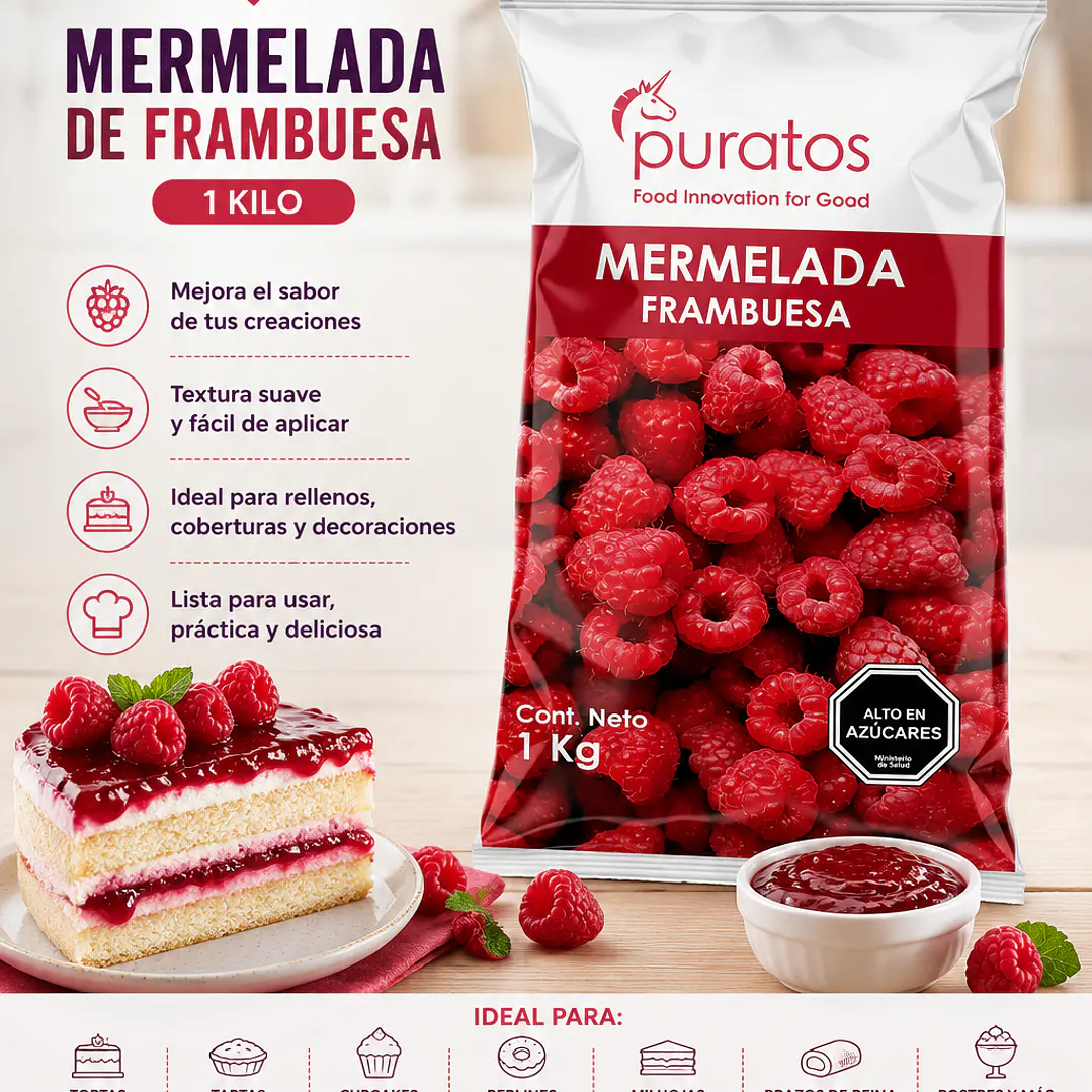 Mermelada de Frambuesa Puratos 1 kg 1