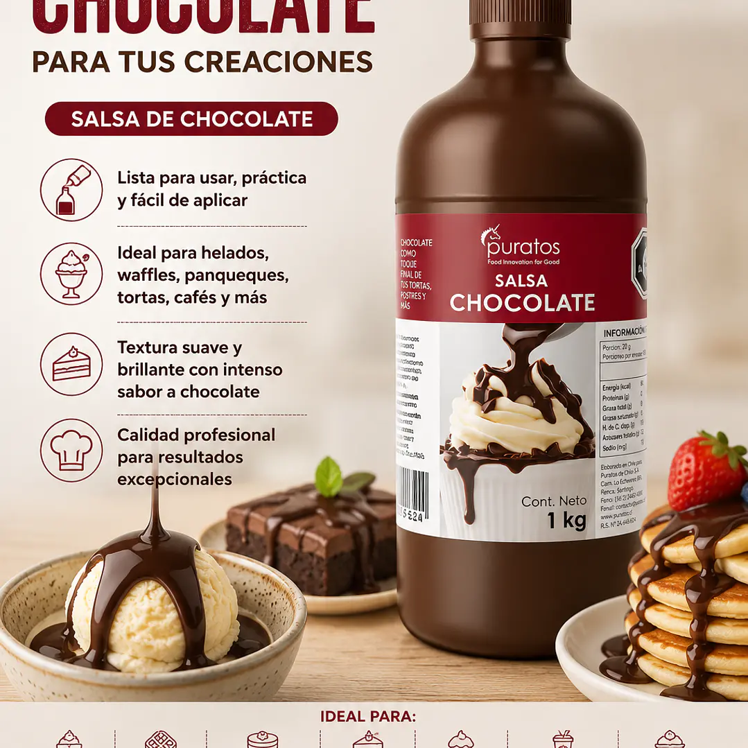 Salsa de Chocolate Puratos 1 Litro 1