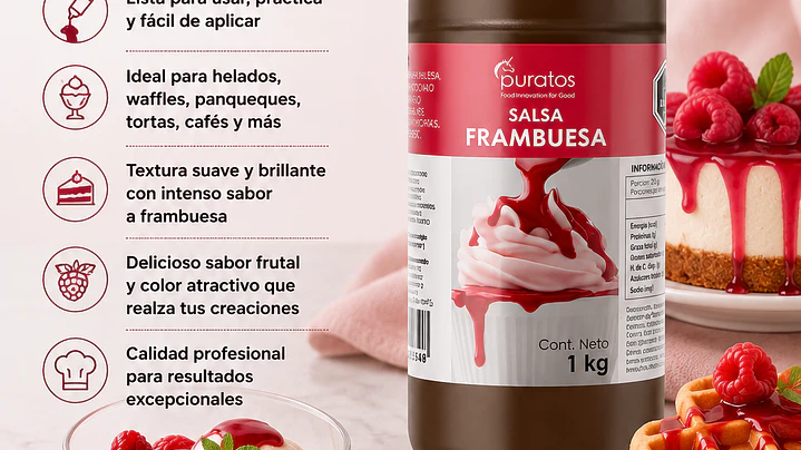Salsa de Frambuesa Puratos 1 Litro 1