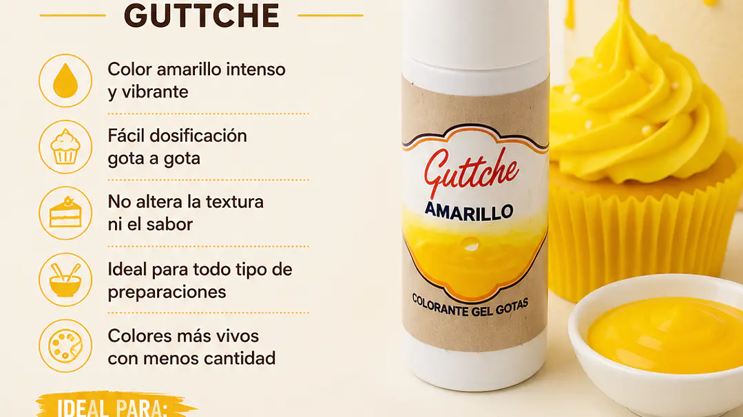 Colorante Gel en Gotas Guttche Amarillo 20 g 1