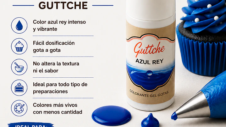 Colorante Gel en Gotas Azul Rey Guttche 20 g 1