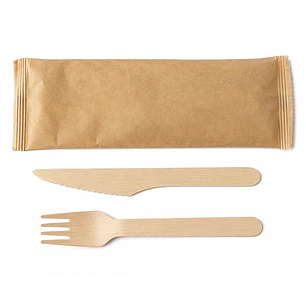 Kit Tenedor + Cuchillo Embolsado Kraft (500 unidades)