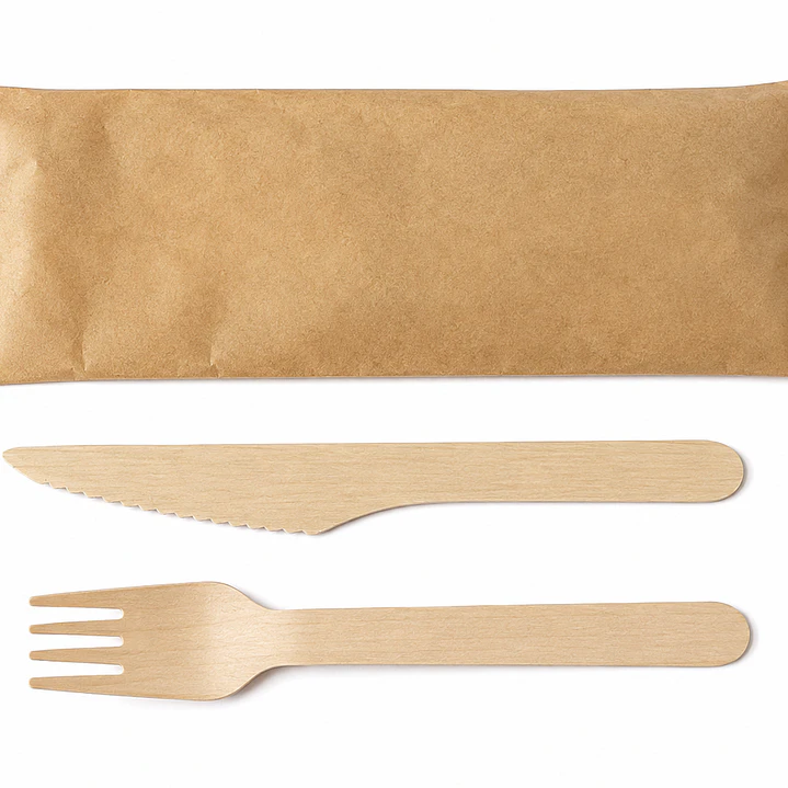 Kit Tenedor + Cuchillo Embolsado Kraft (500 unidades) 1