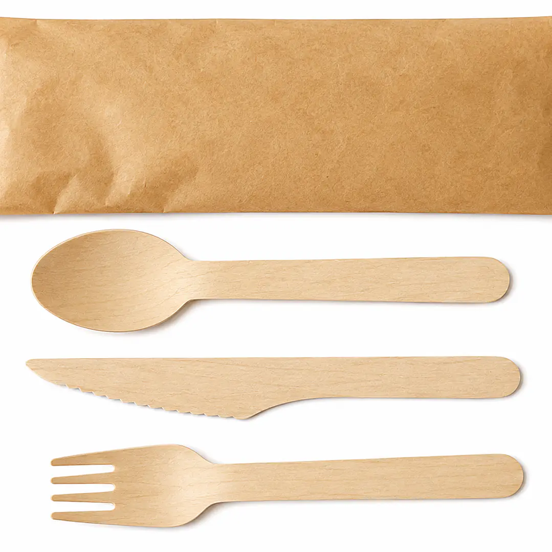 Kit Tenedor + Cuchillo + Cuchara Embolsado Kraft (500 unidades) 1