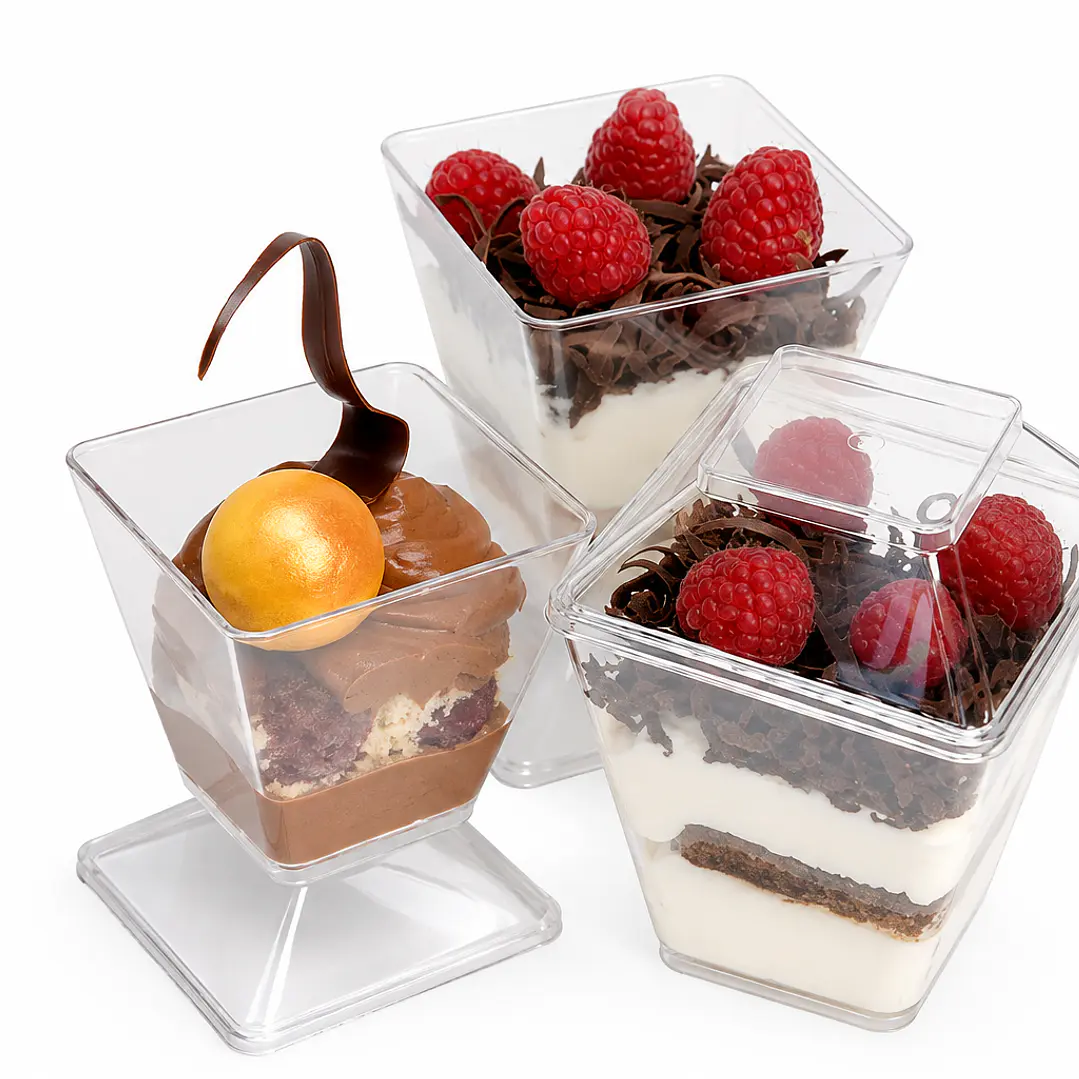 Base + Tapa para Postre PS Cuadrada Transparente 1