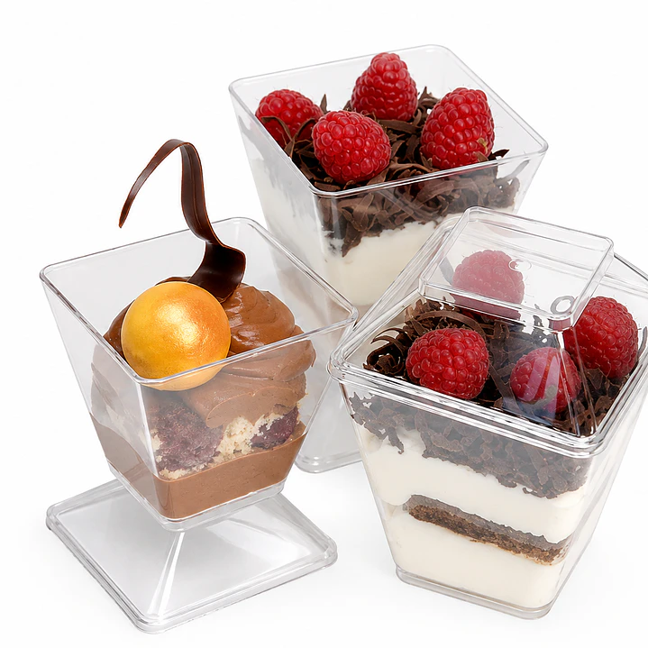 Base + Tapa para Postre PS Cuadrada Transparente 1