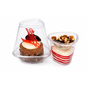 Base + Tapa para Postre PS Triangular Transparente