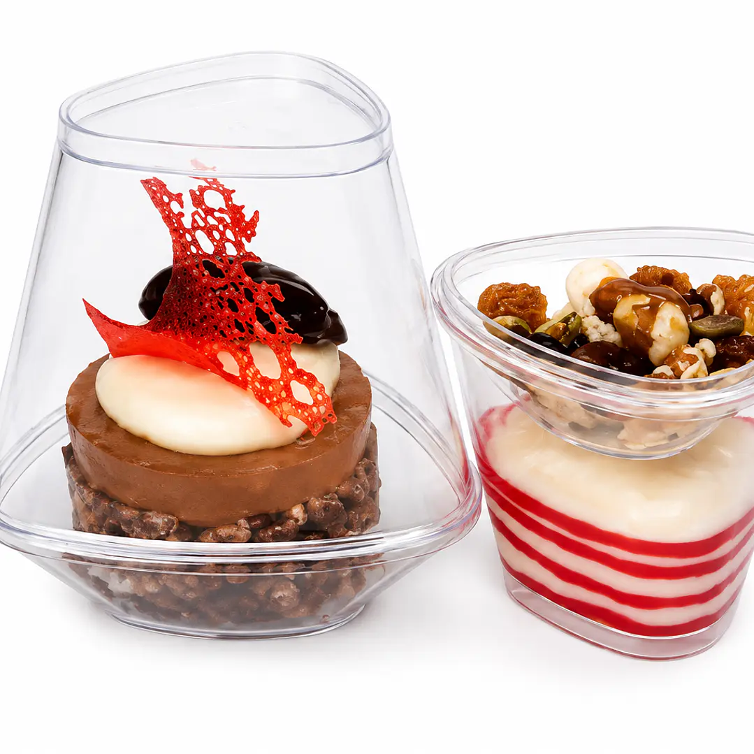 Base + Tapa para Postre PS Triangular Transparente 1