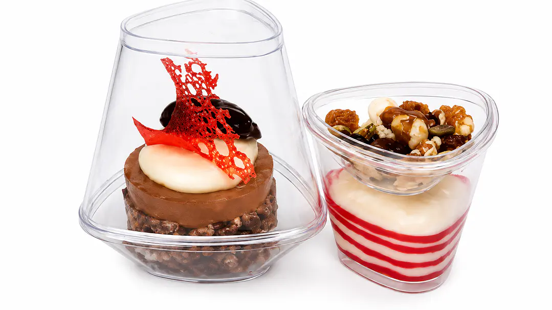 Base + Tapa para Postre PS Triangular Transparente 1