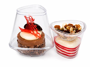 Base + Tapa para Postre PS Triangular Transparente