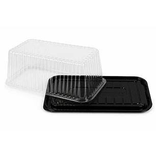 Envase para Torta Rectangular y Brazo de Reina con Base Negra