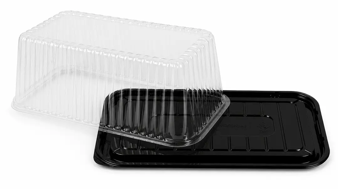 Envase para Torta Rectangular y Brazo de Reina con Base Negra 1