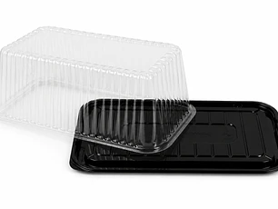 Envase para Torta Rectangular y Brazo de Reina con Base Negra