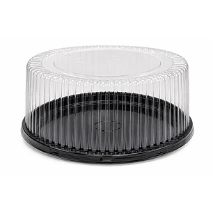 Envase Torta Alta Base Negra PET 29 x 13 cm