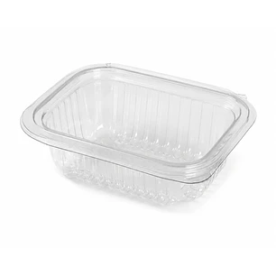Envase Rectangular PET con Bisagra Transparente