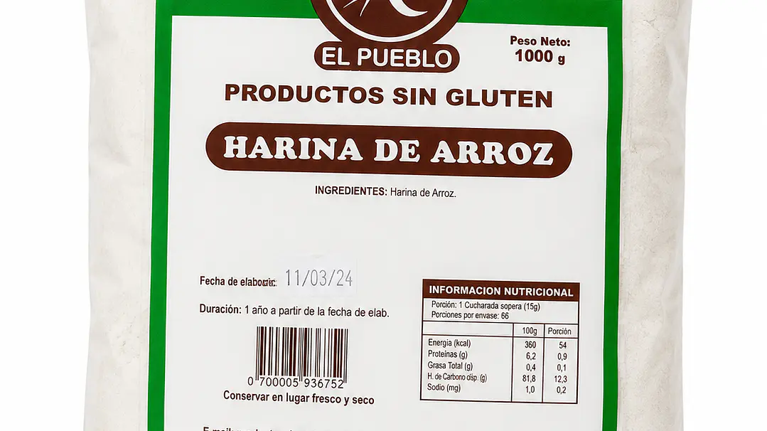 El Pueblo Harina de Arroz Sin Gluten 1 kg 1