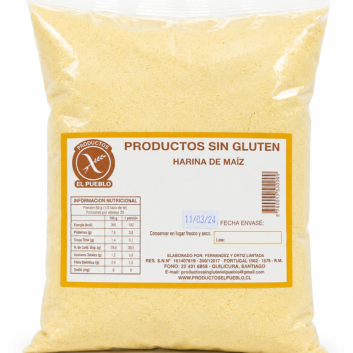 El Pueblo Harina de Maíz Sin Gluten 1 kg 1