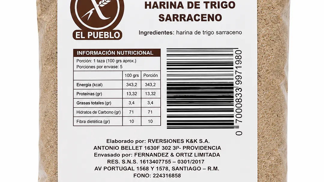 El Pueblo Harina de Trigo Sarraceno Sin Gluten 500 g 1