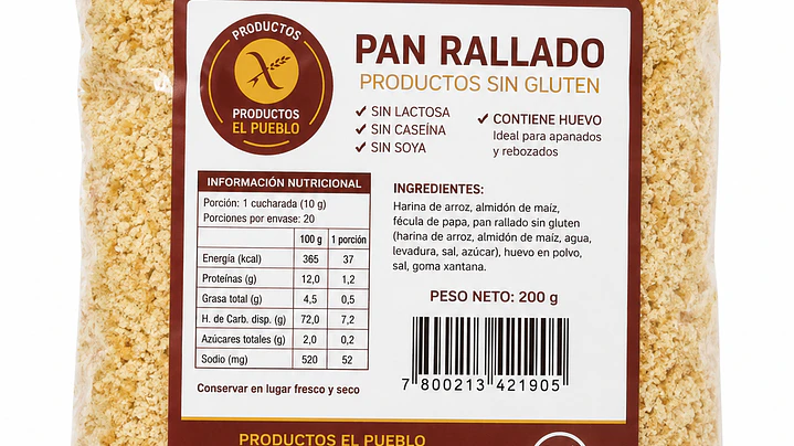 El Pueblo Pan Rallado Sin Gluten 200 g 1