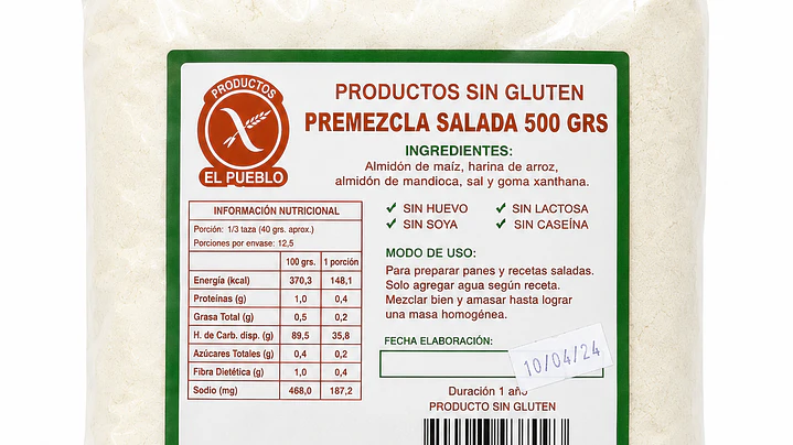 El Pueblo Premezcla Salada Sin Gluten 500 g 1