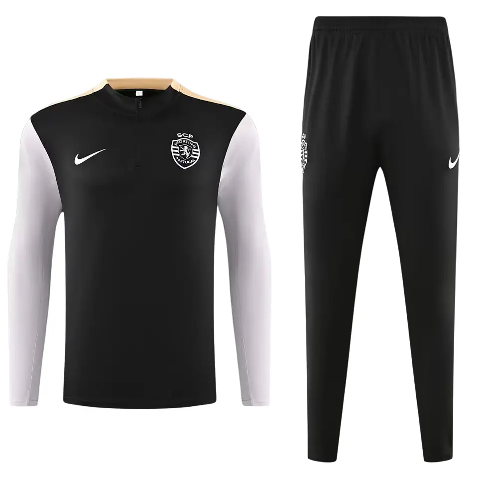 Conjunto Equipamento de Treino Sporting 2024/2025 - Preto/Dourado 1