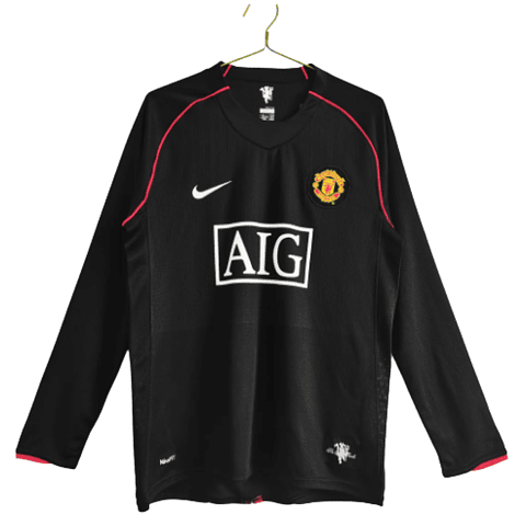 Camisola Man Utd 07/08 Retro - Manga Comprida - Preta