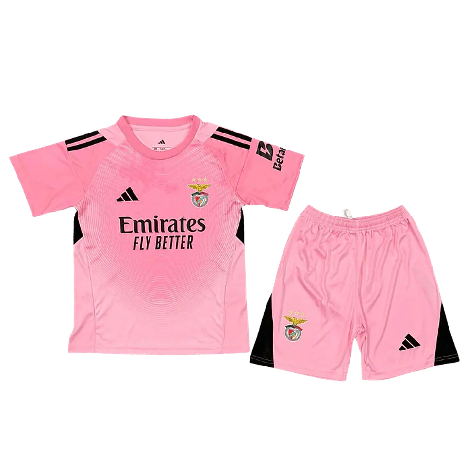 Conjunto SL Benfica Guarda-Redes Rosa 2025-2026 Criança  1
