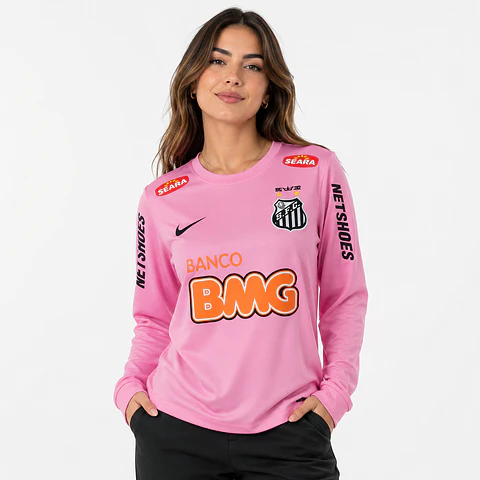 Camisola Santos 12/13 Retro - Rosa - Manga Comprida