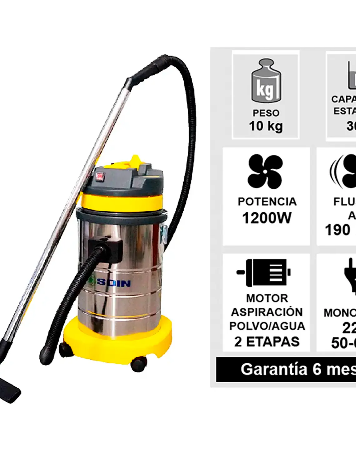 Aspiradora Polvo/agua 30l Soin 3