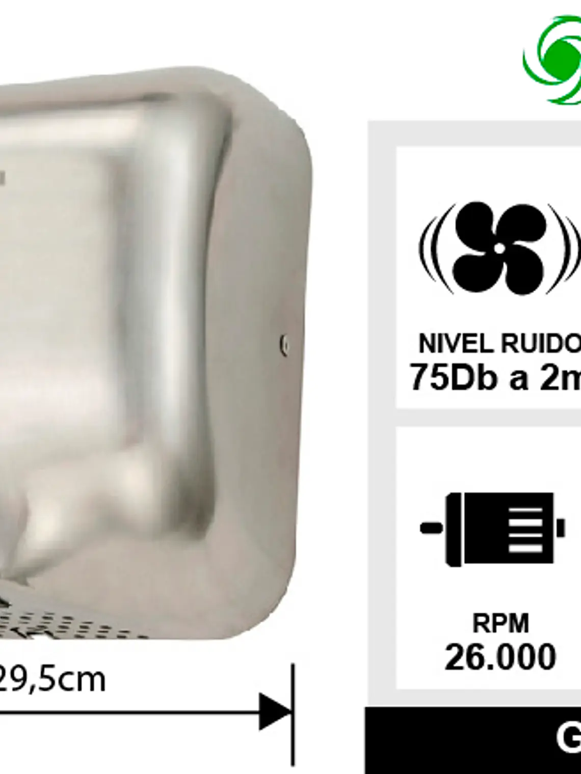 Secador De Manos Acero Inox 1800w 3