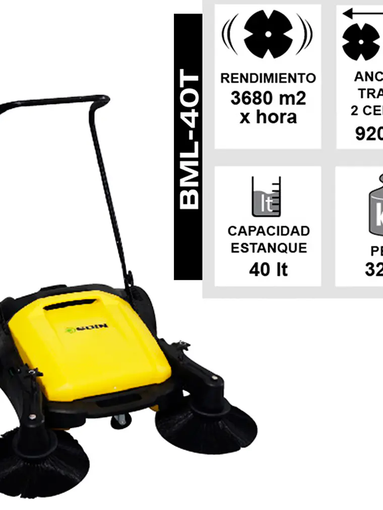 Barredora Manual Soin 40l Cepillo Cen 4