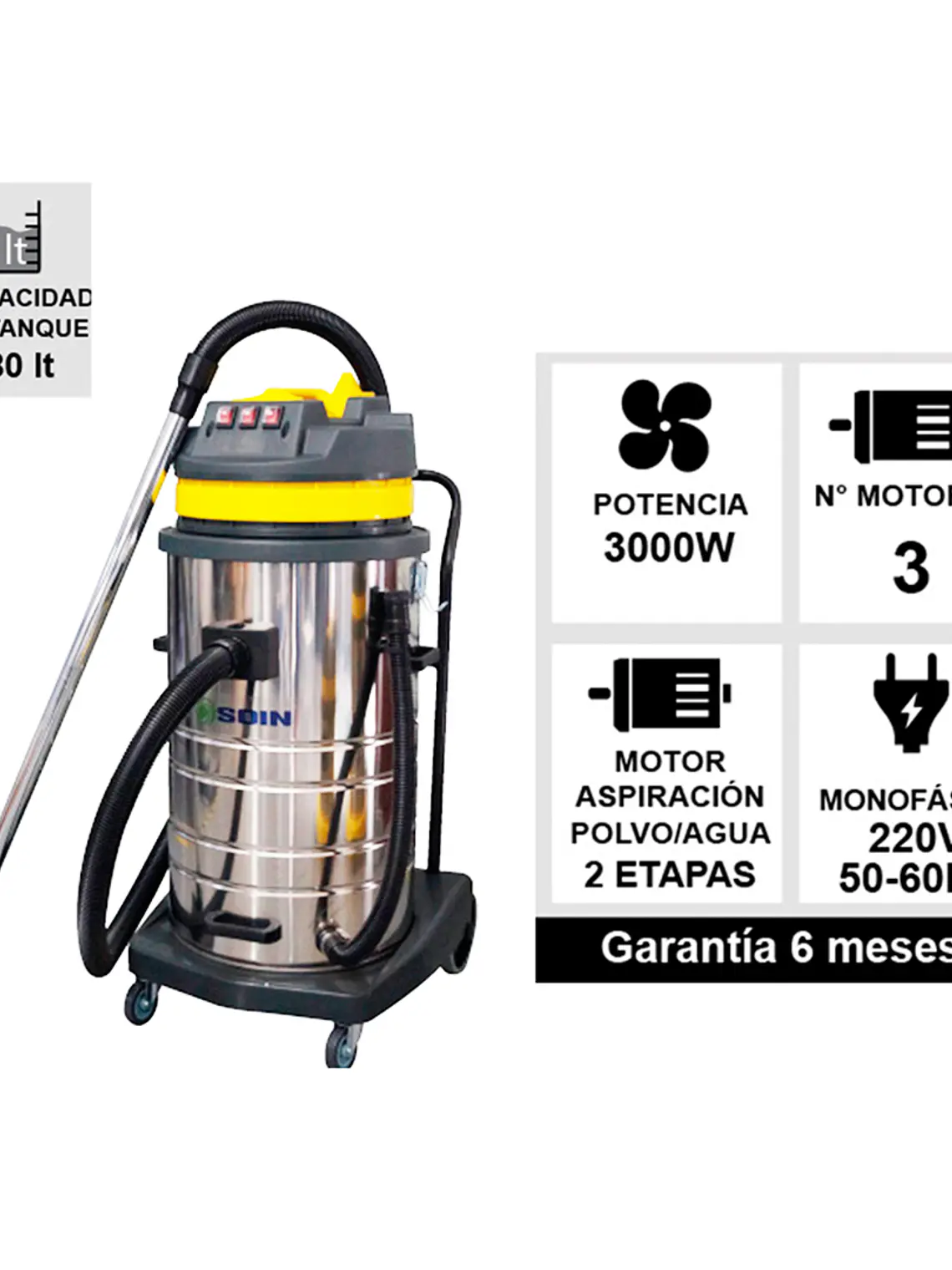 Aspiradora Polvo/agua 80l Soin 3