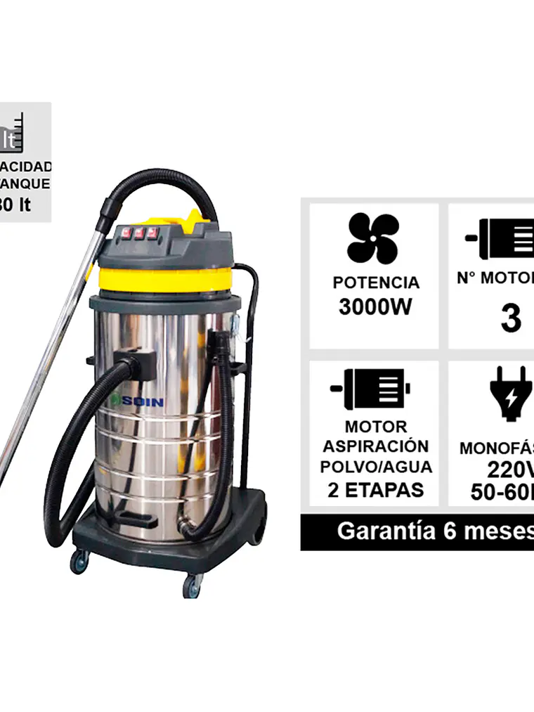 Aspiradora Polvo/agua 80l Soin 3