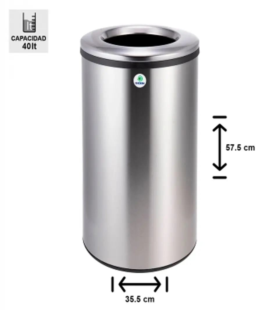 Basurero Acero Inox Soin 40l Abierto 2