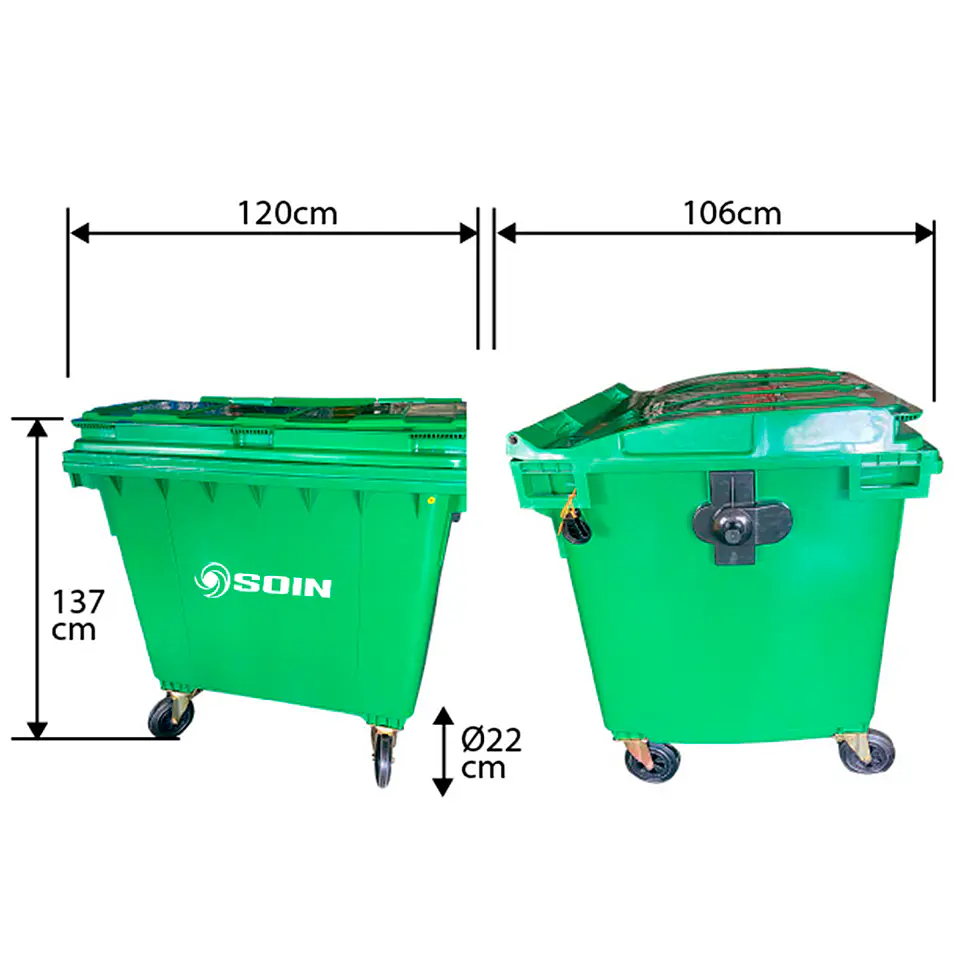 Contenedor De Basura 1.100l Verde 5