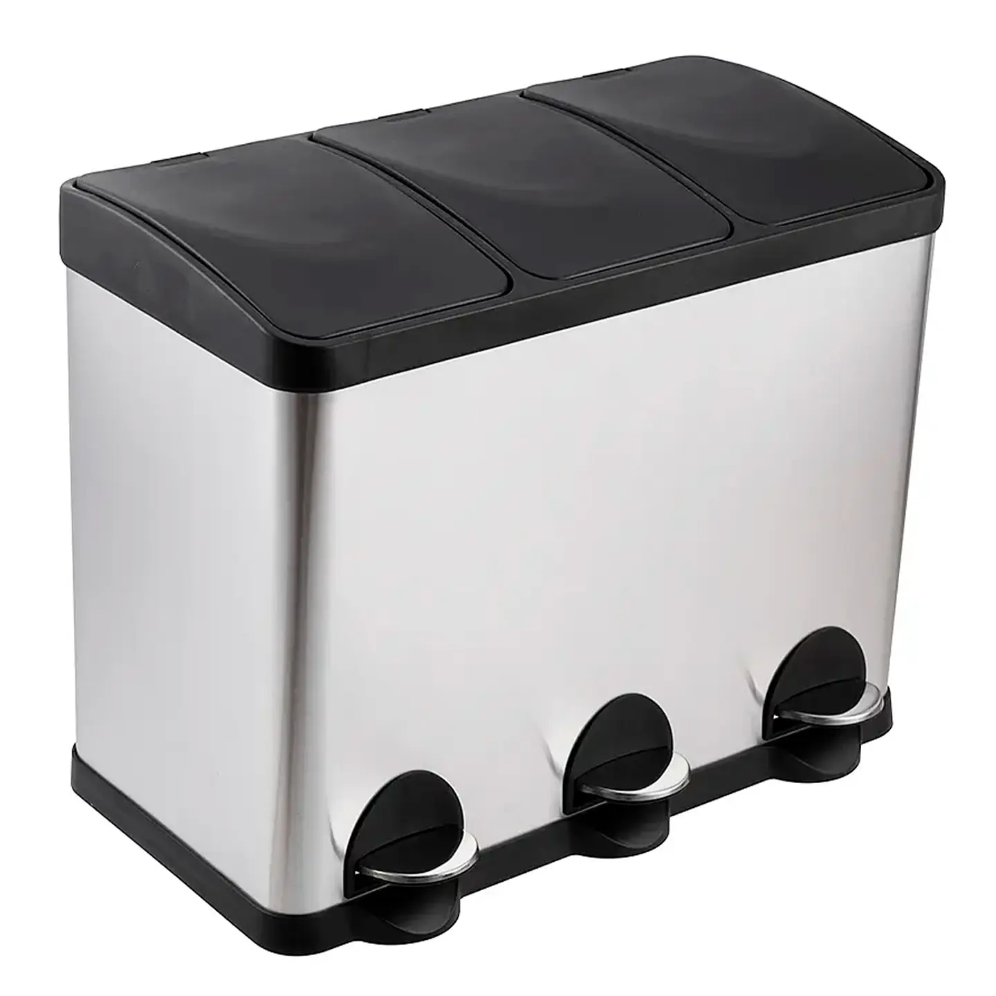Basurero Triple Acero Inox Soin 15l X 3 1