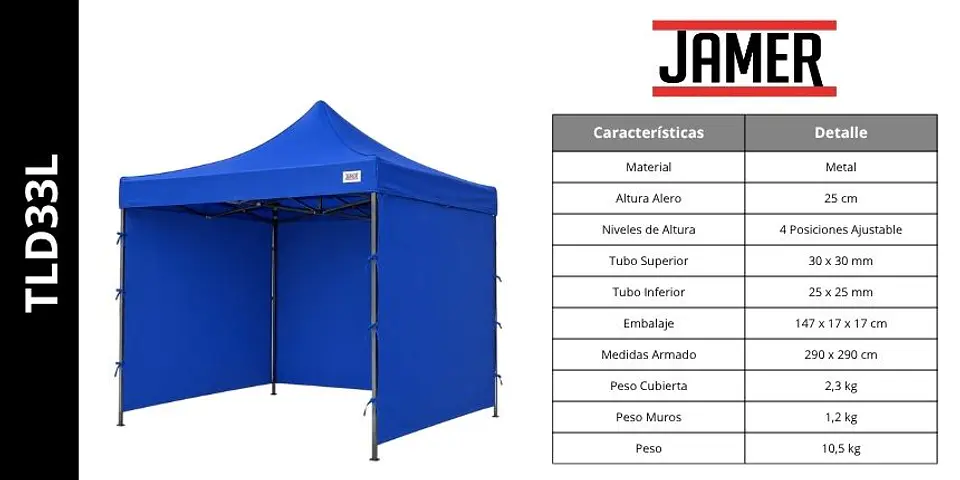 Toldo Plegable Azul 3x3 Con Lona 6